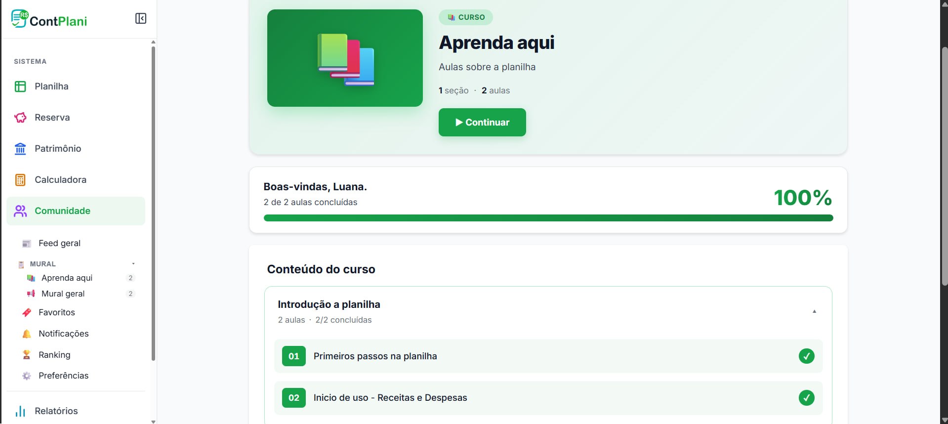 Aulas em vídeo ensinando passo a passo como usar a planilha