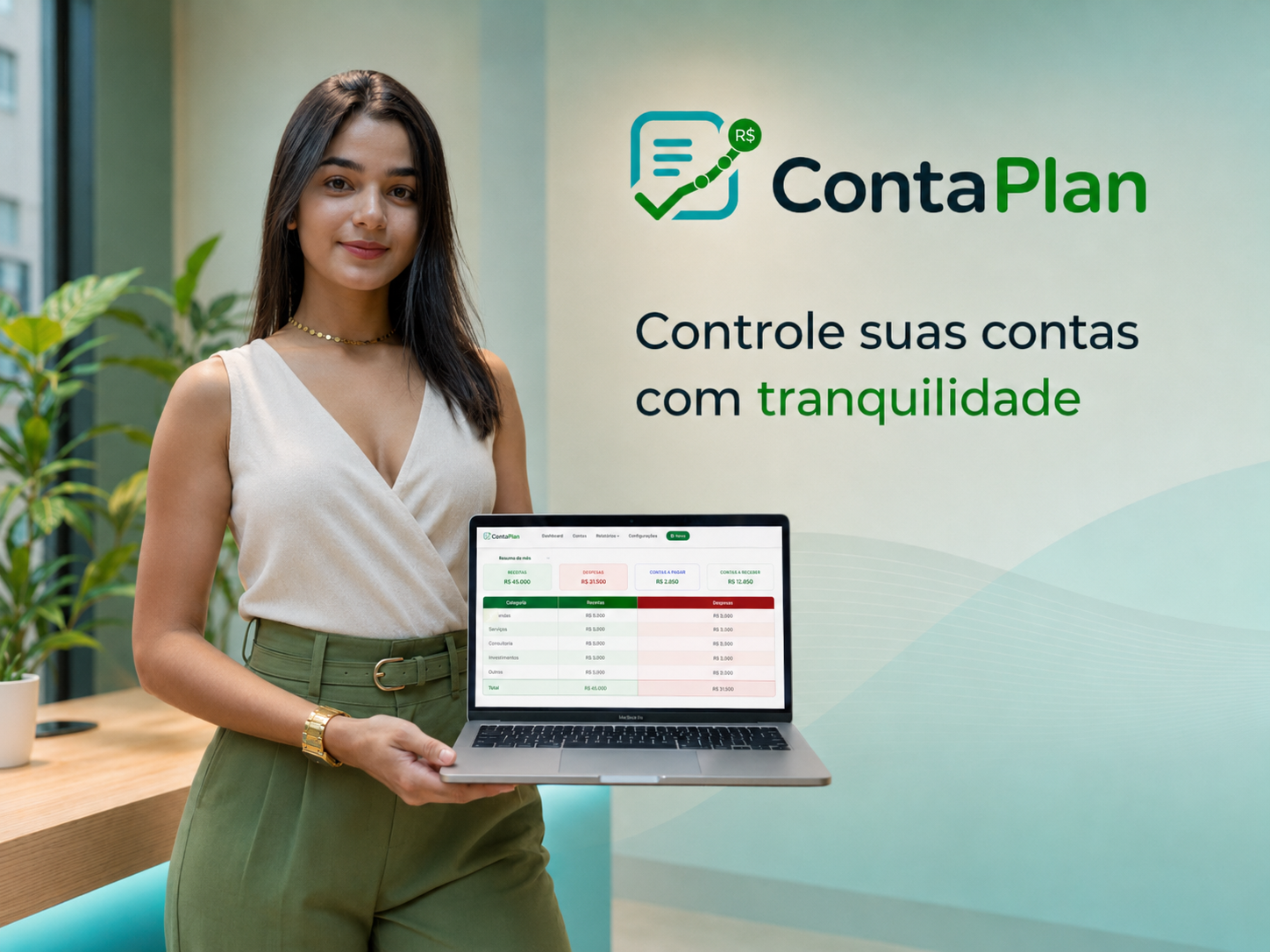 Dashboard do ContPlani em uso